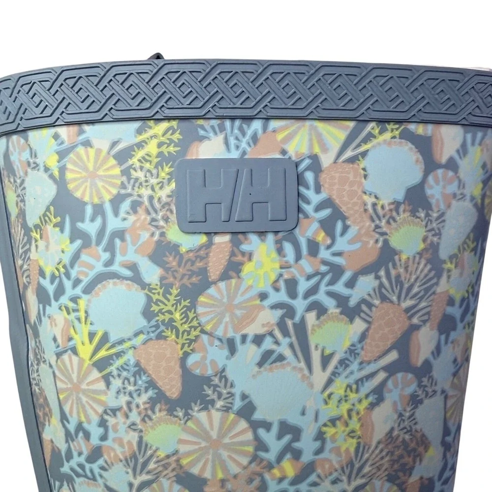 Helly Hansen Women's Tall Floral Spring Rain Boots Blue Print Waterproof Size M